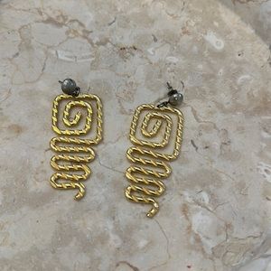 Right on top of that Rose! Vintage Gold Earrings in an etched spiral design!
